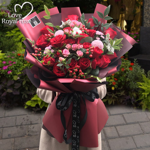 玫瑰花束杭州鲜花速递生日送花
