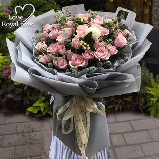 杭州鲜花速递同城玫瑰花桔梗混搭花束爱人女友生日订花店送花上门