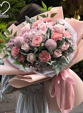 康乃馨玫瑰花束杭州鲜花同城送花