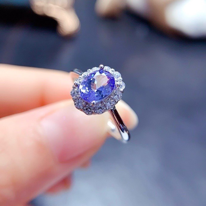 天然坦桑石戒指 主石5*7mm特惠 精工925银镶嵌 活口设计支持检测,珠宝/钻石/翡翠,手饰,淘宝优惠券,粉丝福利购,淘宝优惠卷