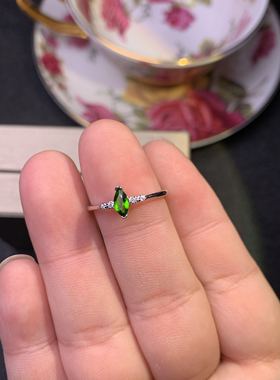 925银绿色天然透辉石戒指特惠