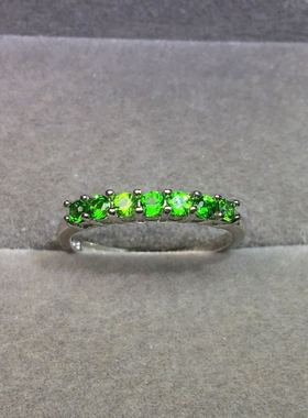 天然巴西透辉石糖果色银镀金戒指