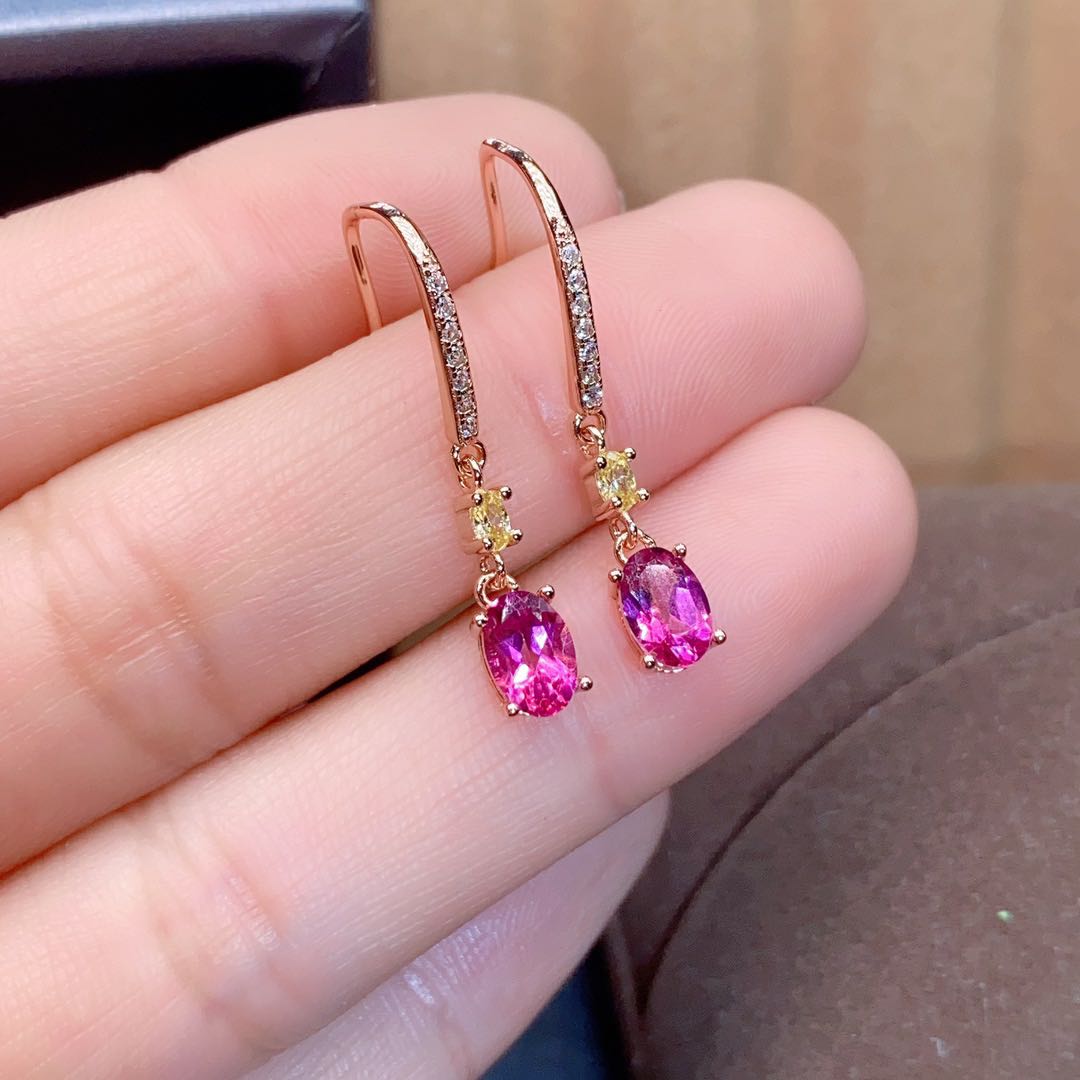 托帕石全净体精工镶嵌耳坠特惠