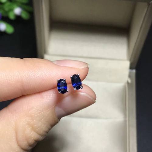 特惠天然斯里兰卡耳钉小巧蓝宝石