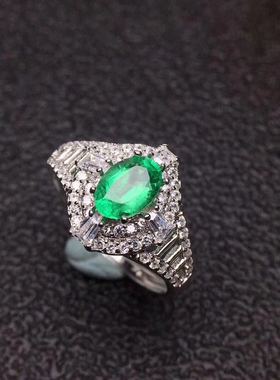 天然哥伦比亚祖母绿绿祖母绿戒指