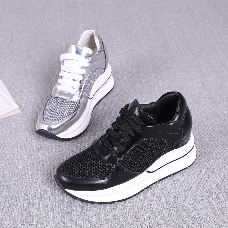 欧洲站休闲女鞋2020夏季新款真皮内增高网面坡跟透气镂空凉鞋女潮在类目 女鞋, 低帮鞋中 - 来自Buy2taobao.com提供专业的淘宝代购服务