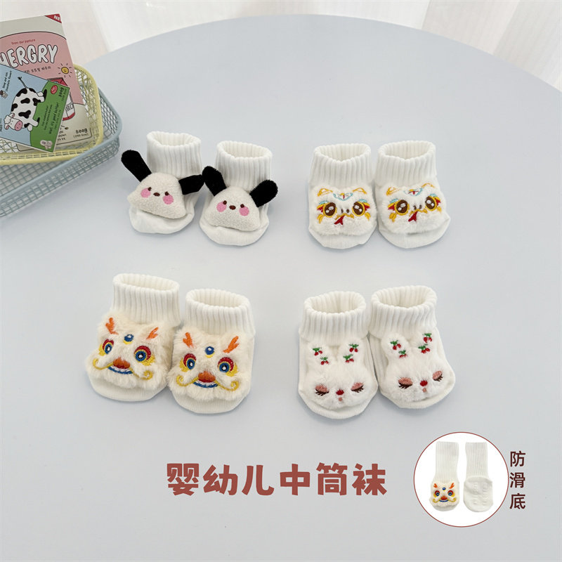 白色宝宝袜子春夏季婴儿中筒袜