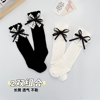 宝宝袜子春夏长筒袜黑白色棉袜