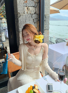 甜米周 防晒开衫配吊带女薄款2026新款夏季外搭罩衫轻薄绝美上衣