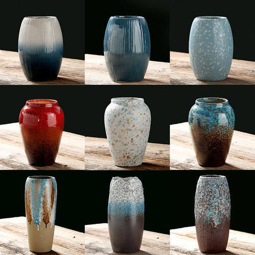 禅意新中式陶瓷花瓶侘寂风做旧