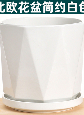 白色简约大号花盆陶瓷特价清仓特大家用绿萝吊兰蝴蝶兰多肉小花盆