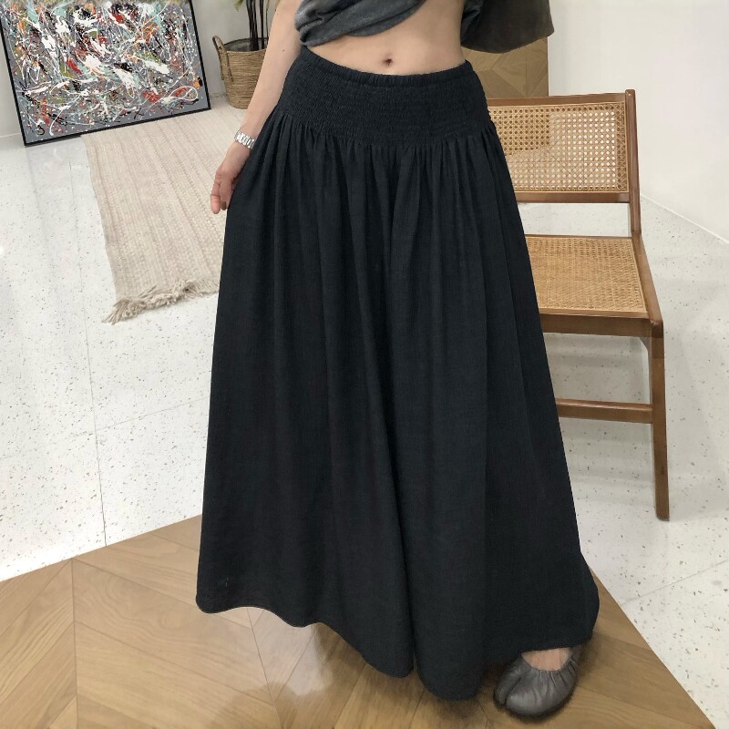 2026新款早秋花苞半身裙女松紧腰遮垮高腰百搭显瘦中长大摆长裙子
