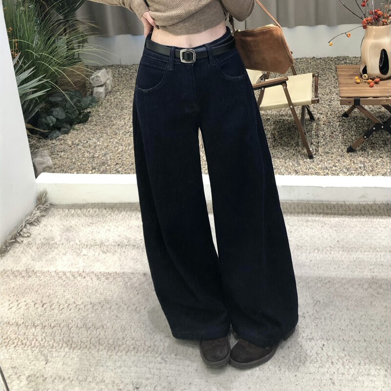 2025新款秋冬季加绒加厚保暖牛仔裤女高腰宽松直筒阔腿拖地长裤子,女装/女士精品,牛仔裤,淘宝优惠券,粉丝福利购,淘宝优惠卷