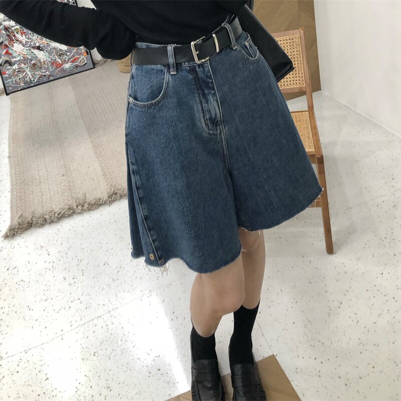复古雅痞五分牛仔短裤女2026春夏季新款折边率性高腰显瘦5分中裤