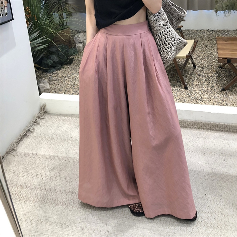 慵懒风天丝休闲裤女2025夏薄款阔腿裤高腰垂感直筒宽松拖地裤裙裤
