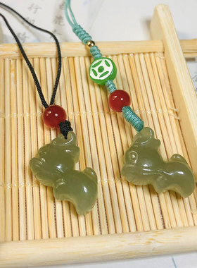 天然和田玉十二生肖手镯提溜diy