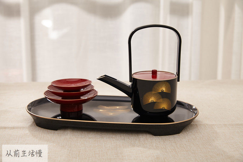 日本进口山中漆器金箔莳绘屠苏酒器套装 屠苏器 日式酒具酒壶酒盅