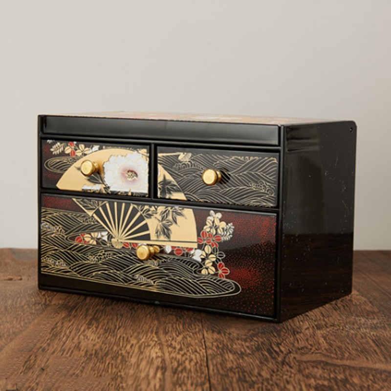 扇舞首饰盒珠宝盒带抽屉收纳盒