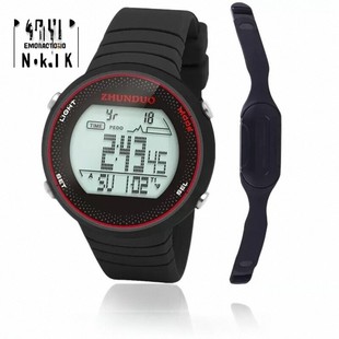 户外登山海拔高度温度计步跑步测速计时心率带胸带多功能男女手表