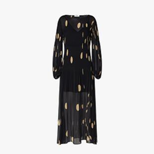 ED原版褶皱透感超仙气波点印花飘逸大摆长袖连衣裙子女EBD3DRS053