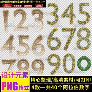 3D立体阿拉伯数字PNG透明免抠图打印设计元素素材模板