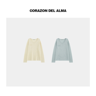 垂坠显瘦大圆领纸片人毛针织上衣 干爽和纸棉纱混纺 W247 林夕