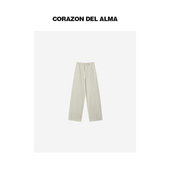 时髦全棉酵素水洗立体分割嵌袋高腰白色牛仔拖地裤 与白 5474