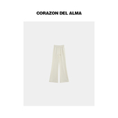 Z30 加厚松紧腰百搭气质感高腰微喇休闲裤 霜月 复古显高竹竿裤