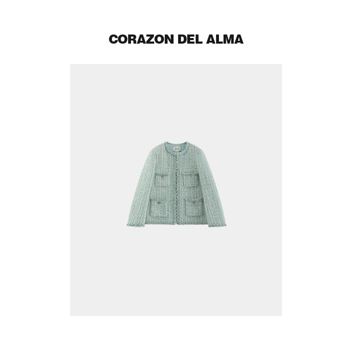 手工立体宽肩廓形小香外套