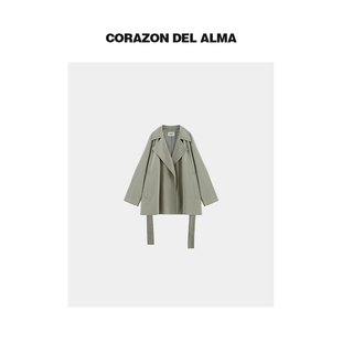 风衣 松弛随性大翻领复古A字短款 复古高密天丝棉 FW1299 窕野