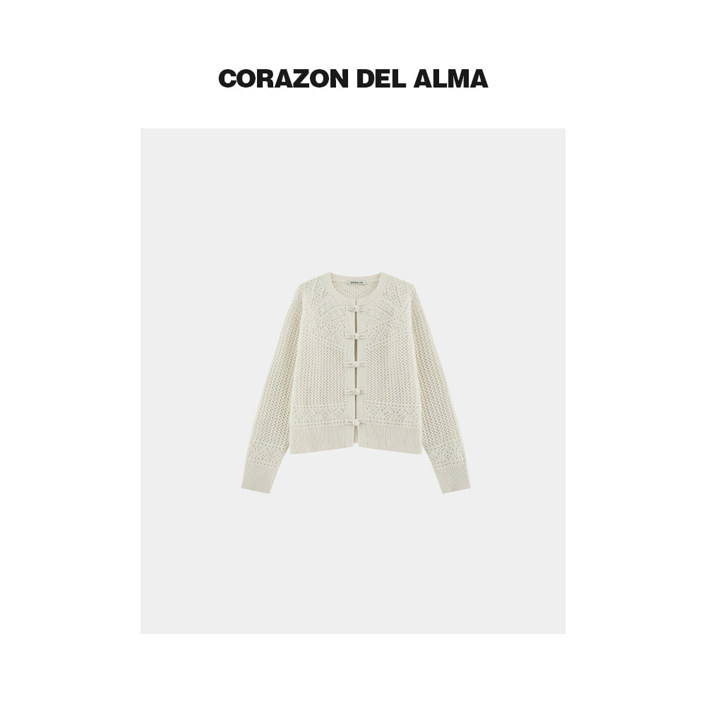 兔毛圆领毛织小开衫上衣