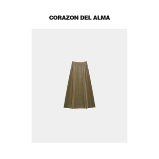 【金藜】氛围感鎏金厚垂立体分割显瘦高腰A字丝绒半身裙-FW1313