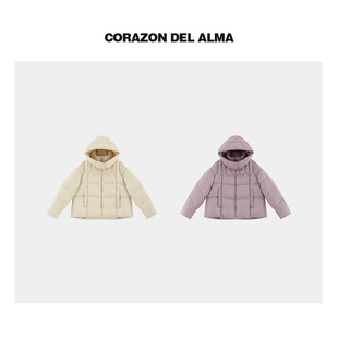 A31 轻盈软糯立体绗缝90白鸭绒连帽立领廓形羽绒服 福利款 月波