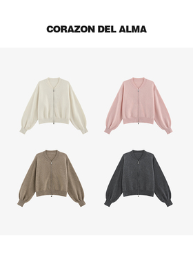 【梧桐】长期主义100山羊绒双股加厚v领拉链羊绒毛织开衫-9006