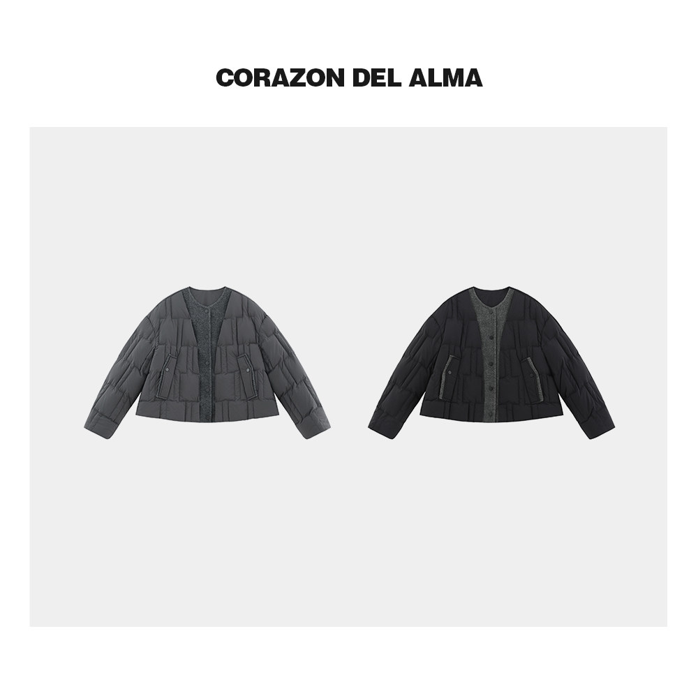 时髦感圆领白鸭绒羽绒服