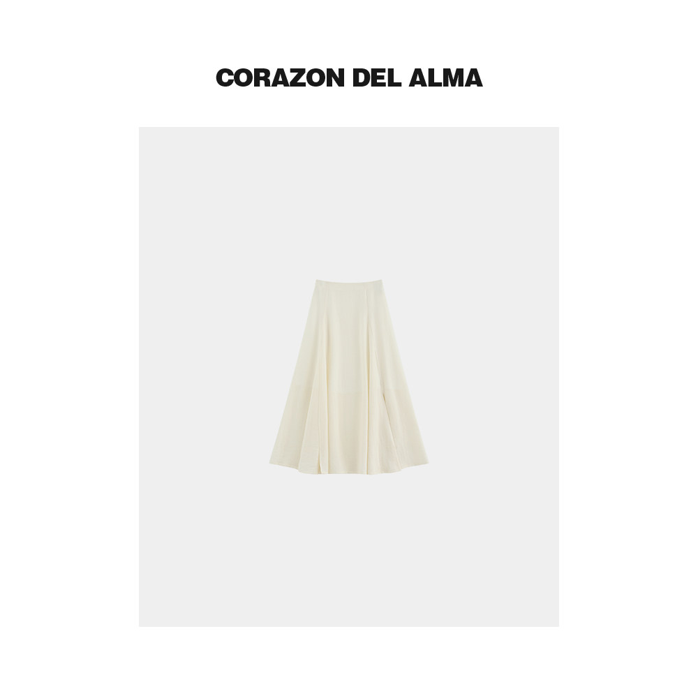 【赫拉】抗皱天丝亚麻垂坠 造型感立体裥褶拼接开叉显瘦半身裙-30