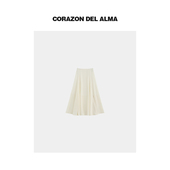 造型感立体裥褶拼接开叉显瘦半身裙 抗皱天丝亚麻垂坠 赫拉