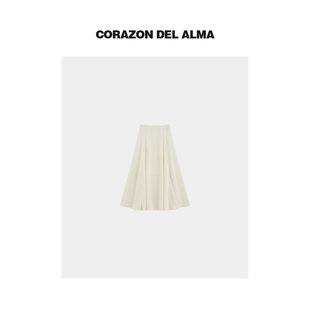 造型感立体裥褶拼接开叉显瘦半身裙 抗皱天丝亚麻垂坠 赫拉