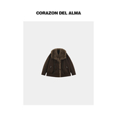 25197 进口95鹅绒派克羽绒服 枫糖 复古麂皮反绒绳扣狐狸毛领