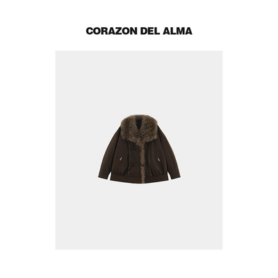 复古麂皮鹅绒派克羽绒服