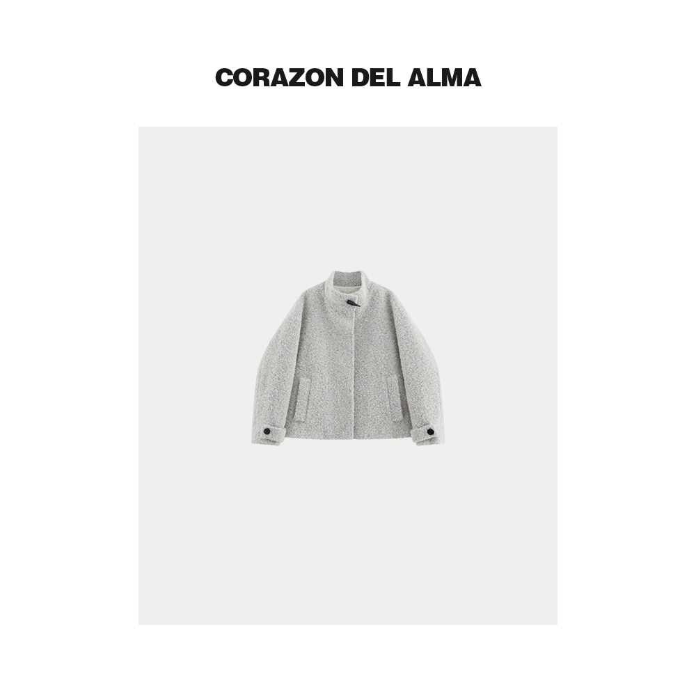 圈圈粗花呢鹅绒立领羽绒服