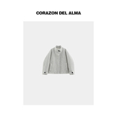 FW1377 90三星鹅绒立领羽绒服 结霜 奢感羊毛夹花纱圈圈粗花呢