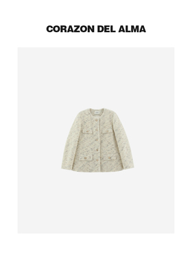 【松团】奢牌羊毛艺术花呢圈圈纱白鹅绒小香风羽绒服外套-FW1340