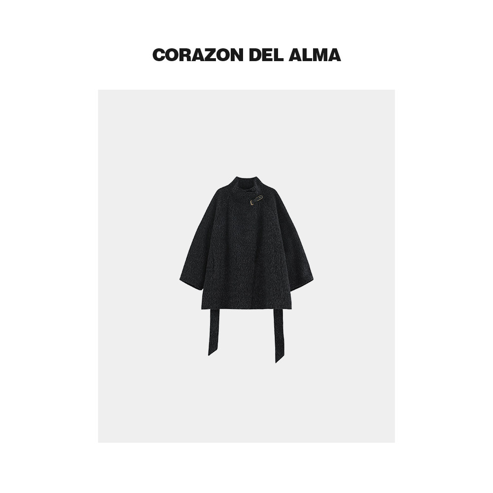 立领中长款双面毛呢大衣