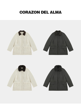 【莱特】真毛领羊毛翻领+95白鹅绒中长款廓形显瘦派克羽绒服-YRF2