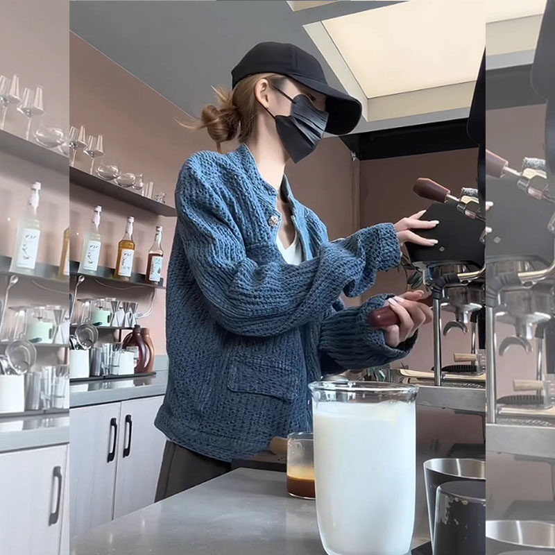 2026年冬季穿搭肌理感立领夹克上衣女欧货时尚小香风蓝色牛仔外套,女装/女士精品,常规大码外套,淘宝优惠券,粉丝福利购,淘宝优惠卷