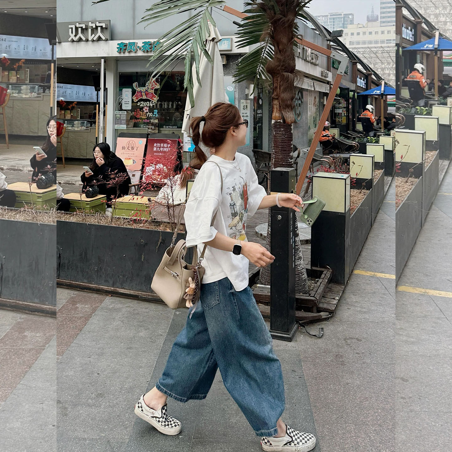 初夏独特绝美小套装女韩系印花短袖t恤上衣阔腿裤休闲穿搭一整套