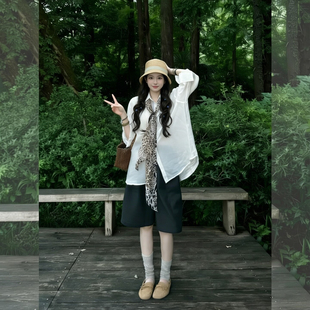 简约时候套装 夏季 五分休闲裤 衬衫 女 超火韩系穿搭一整套高级感薄款