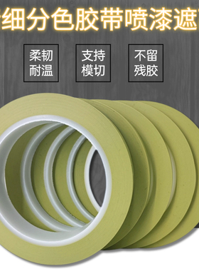 pvc汽车烤漆胶带耐高温喷漆遮蔽分色不留残胶4737蓝色细线胶带