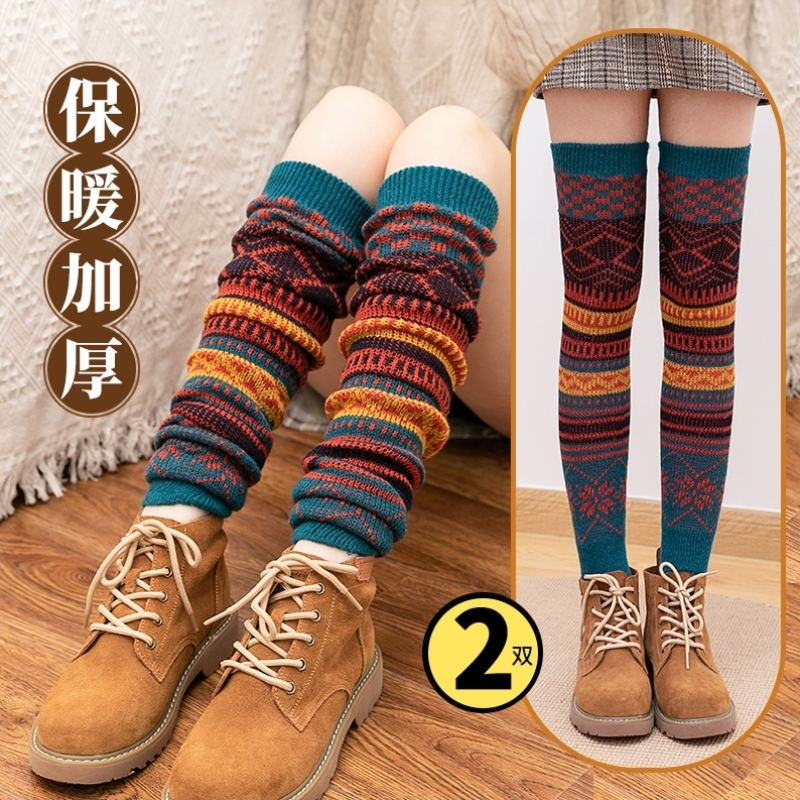 护小腿袜套女过膝袜护膝盖关节长筒袜子秋冬保暖雪地靴袜套堆堆袜